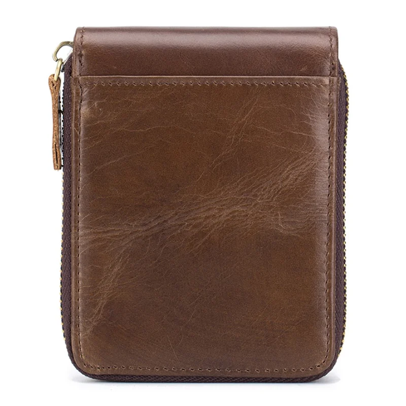 BULLCAPTAIN 029 Stylowy portfel ze skóry bydlęcego pierwszej warstwy, składany, z wieloma slotami na karty, z woreczkiem na monety - Brązowy