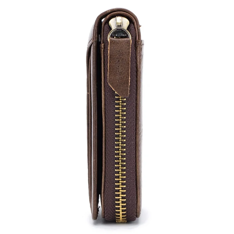 BULLCAPTAIN 029 Stylowy portfel ze skóry bydlęcego pierwszej warstwy, składany, z wieloma slotami na karty, z woreczkiem na monety - Brązowy