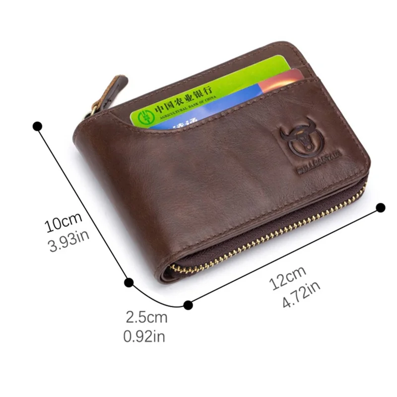 BULLCAPTAIN 029 Stylowy portfel ze skóry bydlęcego pierwszej warstwy, składany, z wieloma slotami na karty, z woreczkiem na monety - Brązowy