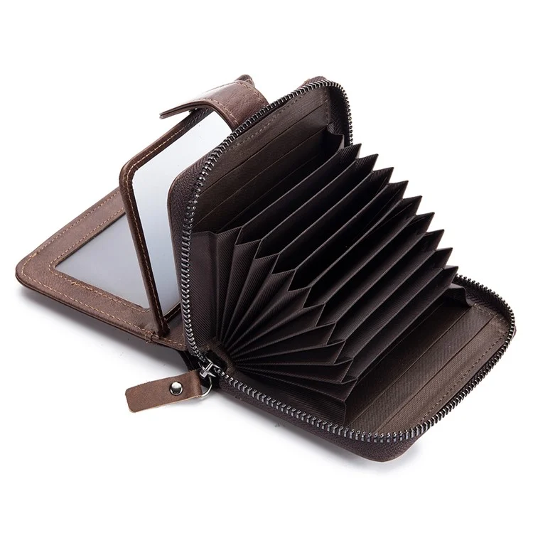 BULLCAPTAIN 033 Portafoglio in pelle di vitello di prima qualità Billfold Card Bag Pouch con funzione di blocco RFID (Stile orizzontale) - Caffè