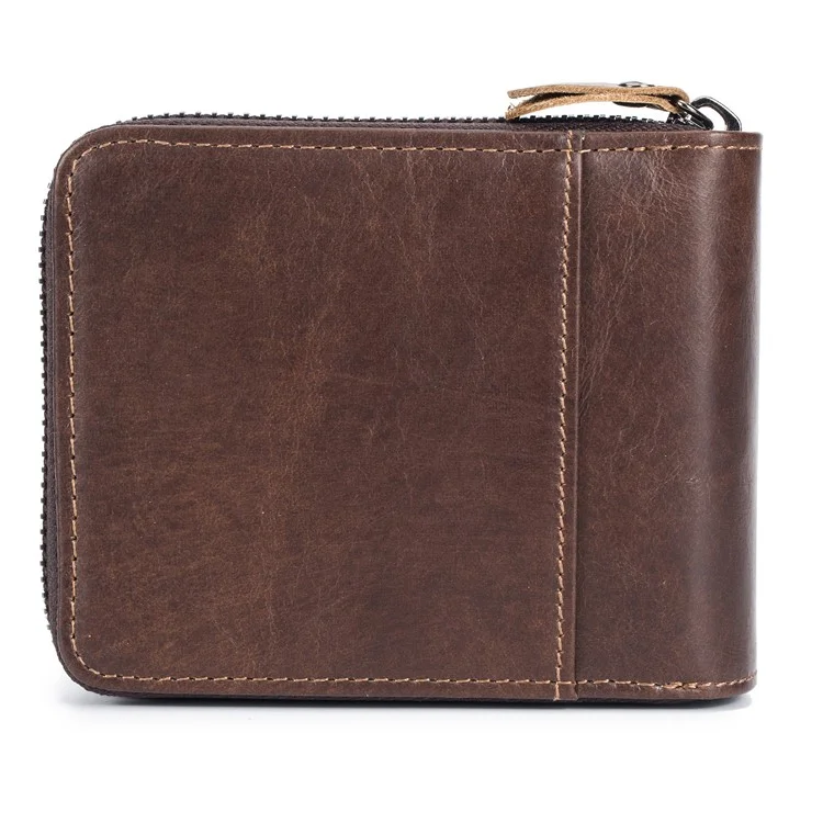 BULLCAPTAIN 033 Portafoglio in pelle di vitello di prima qualità Billfold Card Bag Pouch con funzione di blocco RFID (Stile orizzontale) - Caffè