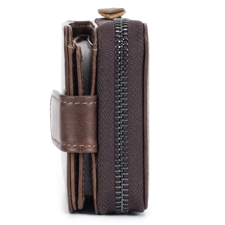 BULLCAPTAIN 033 Portafoglio in pelle di vitello di prima qualità Billfold Card Bag Pouch con funzione di blocco RFID (Stile orizzontale) - Caffè