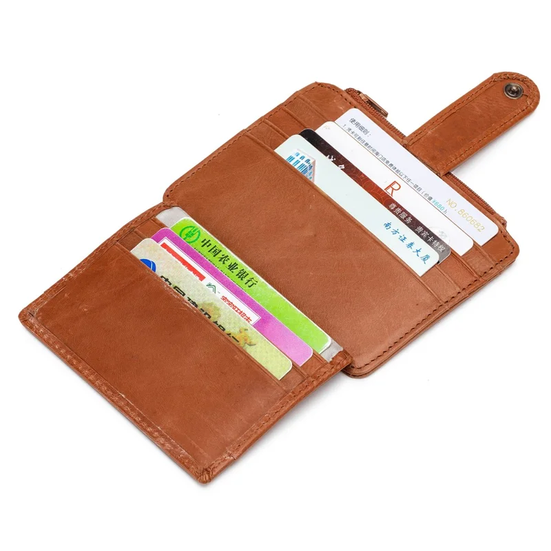 BULLCAPTAIN 00 Top Layer Cowhide Men RFID Blocking ID Credit Card Bag with Zipper Pocket - Yellow