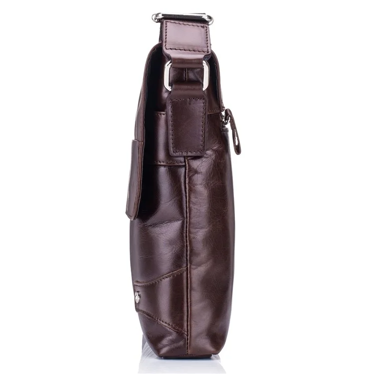 BULLCAPTAIN DJ-033 Men Business Casual Single Shoulder Bag Briefcase Top Layer Cowhide Crossbody Bag - Coffee