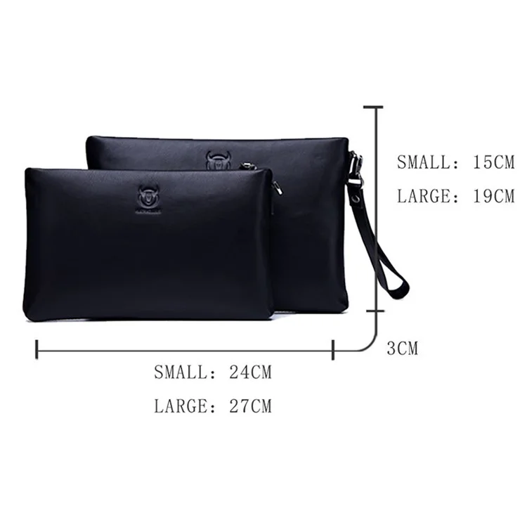 BULLCAPTAIN 446 Porte-monnaie en cuir de vache Pochette Zip Portefeuille - Taille : L