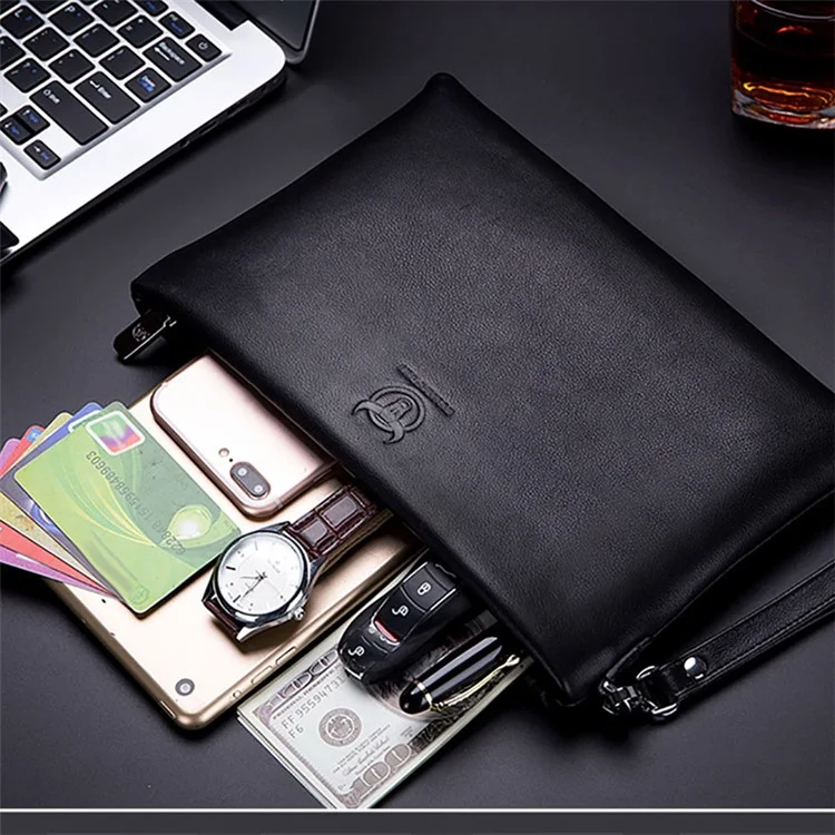 BULLCAPTAIN 446 Porte-monnaie en cuir de vache Pochette Zip Portefeuille - Taille : L