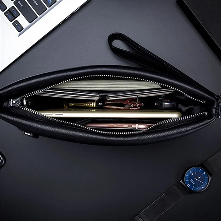 BULLCAPTAIN 446 Porte-monnaie en cuir de vache Pochette Zip Portefeuille - Taille : L