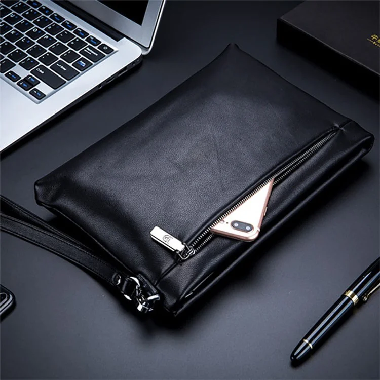 BULLCAPTAIN 446 Porte-monnaie en cuir de vache Pochette Zip Portefeuille - Taille : L