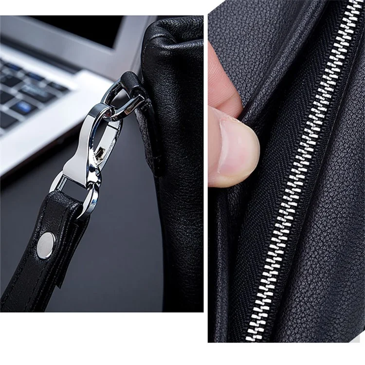 BULLCAPTAIN 446 Porte-monnaie en cuir de vache Pochette Zip Portefeuille - Taille : L