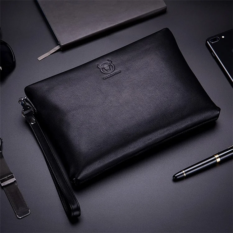 BULLCAPTAIN 446 Porte-monnaie en cuir de vache Pochette Zip Portefeuille - Taille : L