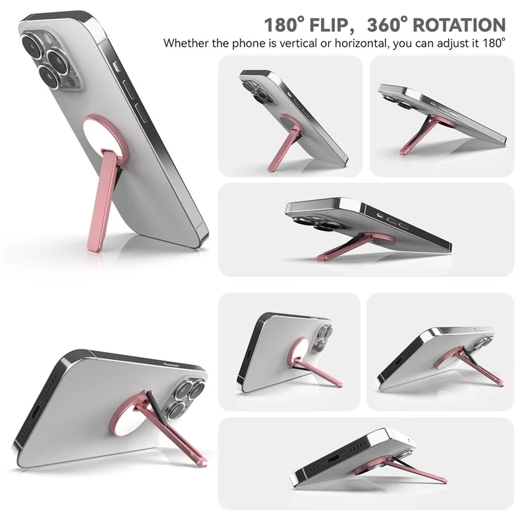 Cell Phone Kickstand Aluminum Alloy 360-Degree Rotary Desktop Phone Stand - Pink