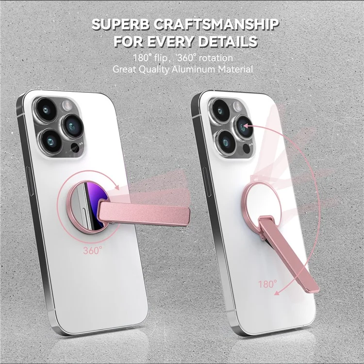Cell Phone Kickstand Aluminum Alloy 360-Degree Rotary Desktop Phone Stand - Pink