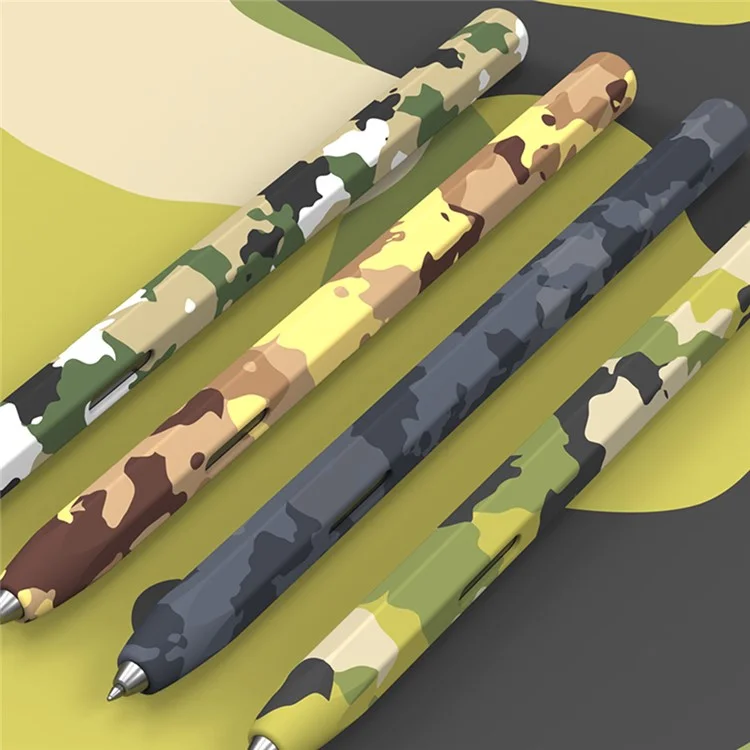 LOVE MEI Pour Samsung Galaxy Tab S6 Lite Étui de protection pour stylet Camouflage Housse en silicone pour crayon - Camo Blanc