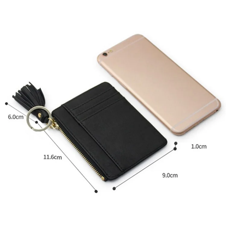 Ultra Slim PU Leather Card Bag Multiple Card Slots Mini Zipper Coin Purse - Grey