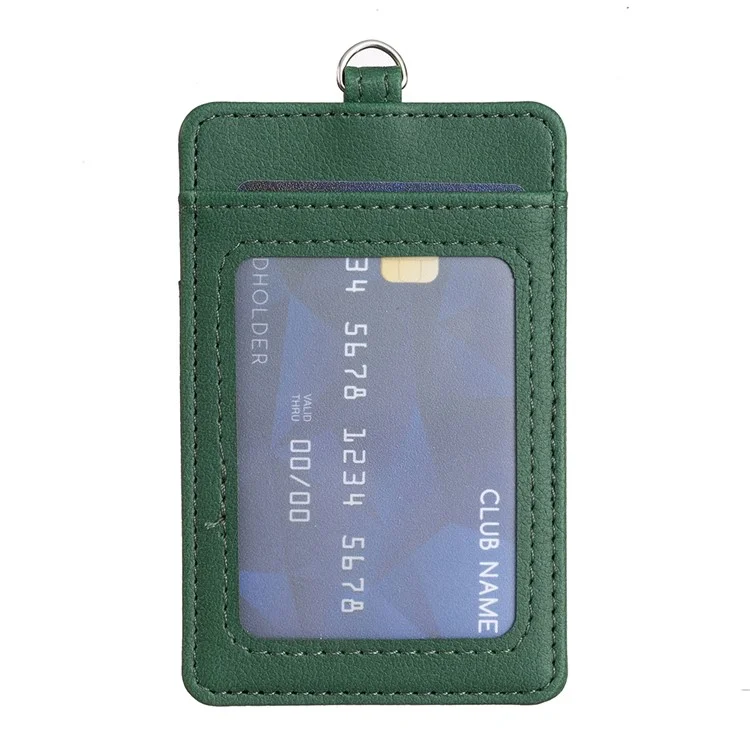 BFK15 Vertical ID Badge Bank Card Protective Sleeve PU Leather Card Storage Bag - Green
