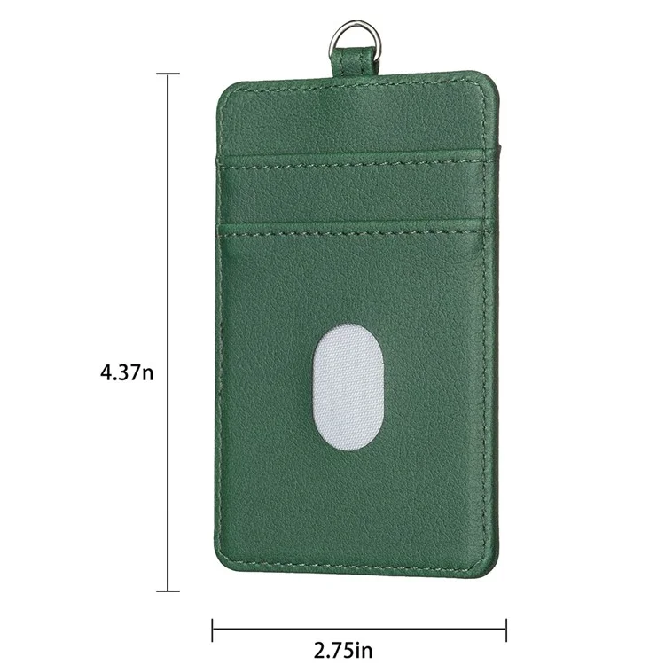 BFK15 Vertical ID Badge Bank Card Protective Sleeve PU Leather Card Storage Bag - Green