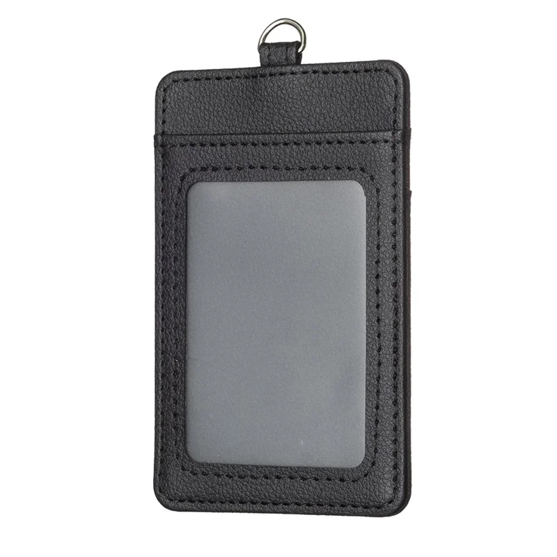 BFK15 Vertikale ID-Badge-Bank-Kartenhülle Schutzhülle aus PU-Leder Kartentasche - Schwarz