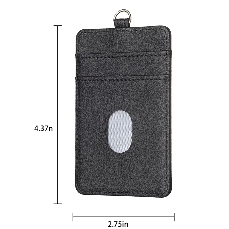 BFK15 Vertikale ID-Badge-Bank-Kartenhülle Schutzhülle aus PU-Leder Kartentasche - Schwarz