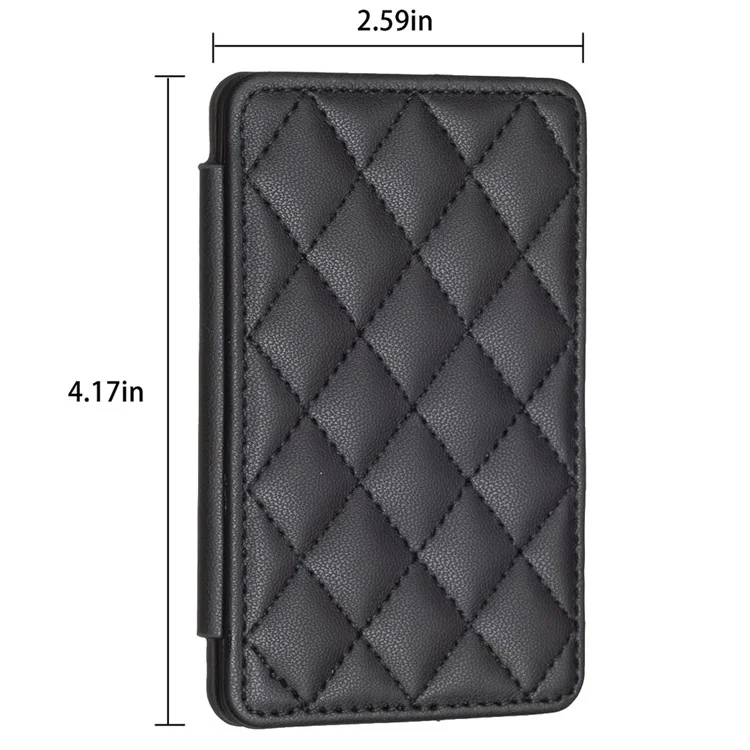 BFK05 3D Rhombus Design Autoadesivo Porta Della Scheda Posteriore PU Basse Carta PU - Nero