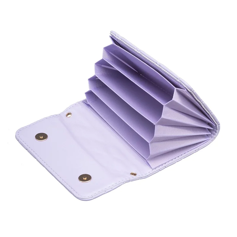 BFK10 Large Capacity Self-adhesive Phone Back Card Holder Horizontal Organ Type PU Leather Card Bag - Purple