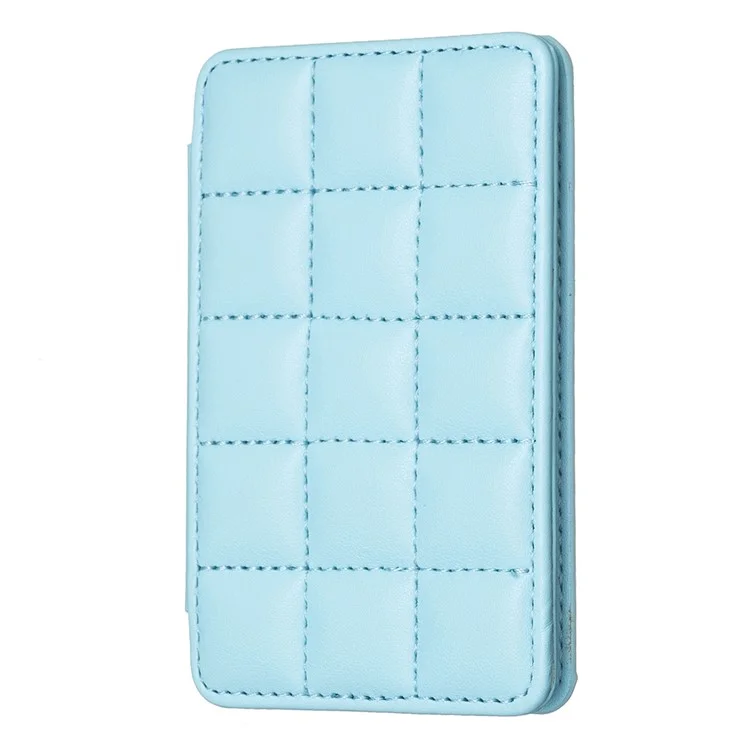 BFK01 3D Grid Design Phone Back Card Holder Self-adhesive PU Leather Card Bag - Azul