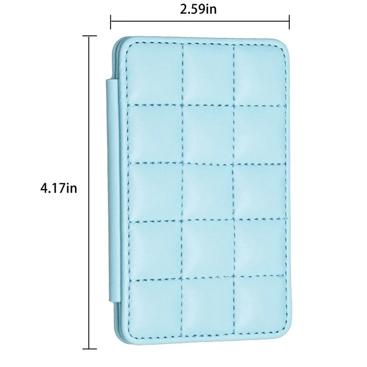BFK01 3D Grid Design Phone Back Card Holder Self-adhesive PU Leather Card Bag - Azul