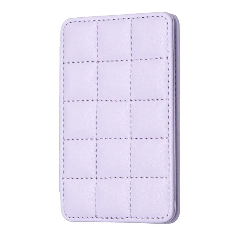 BFK01 3D Grid Design Phone Back Card Holder Self-adhesive PU Leather Card Bag - Purple