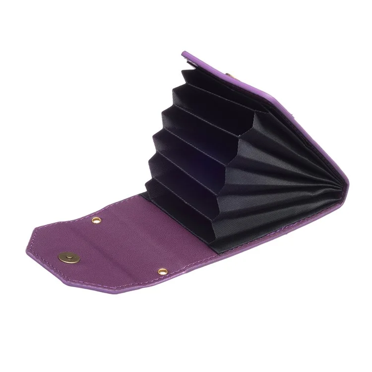 BFK04 Phone Card Holder Stick-On Card Sleeve Pocket Ring Kickstand Leather Pouch for Back Of Phone - Dark Purple