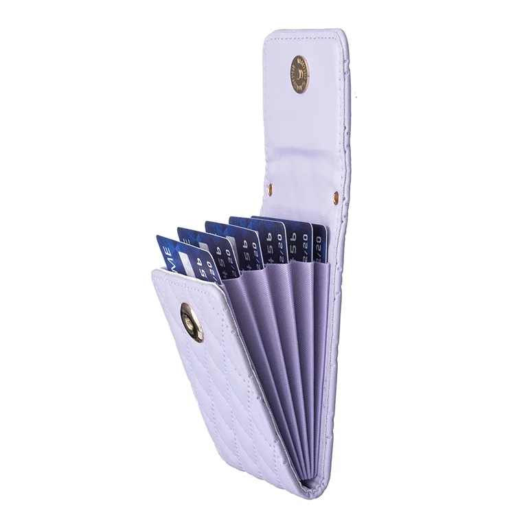 BFK08 Cell Phone Card Holder for Back Of Phone Case Imprinted Leather Card Pouch Sleeve Adhesive Sticker - Purple