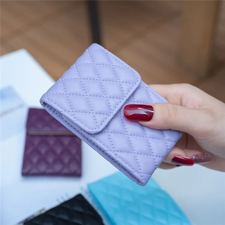 BFK08 Cell Phone Card Holder for Back Of Phone Case Imprinted Leather Card Pouch Sleeve Adhesive Sticker - Purple