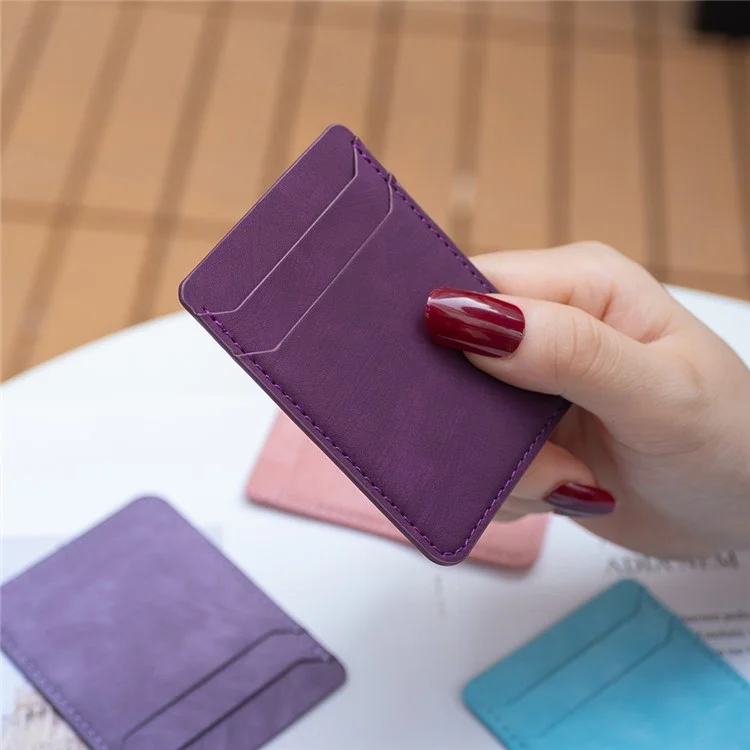 BFK13 Telefonkartenhalter Kreditkarten-ID-Etui Beutel Matte Leder Aufkleber für Rückseite des Telefons - Dunkel Lila