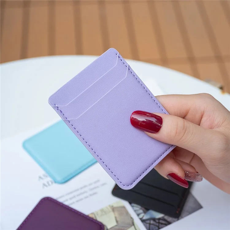 Porta Carte di Credito BFK12 per il Retro del Telefono Custodia in Pelle Litchi Tasca per Carte di Credito - Viola