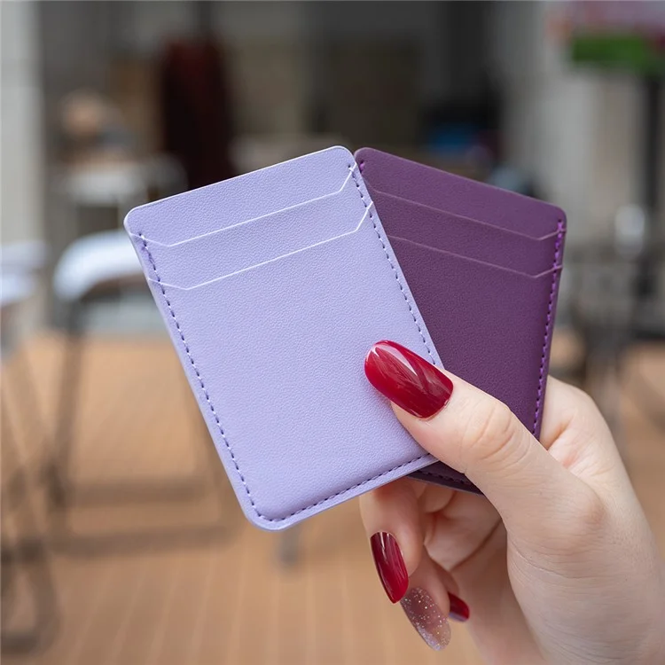 Porta Carte di Credito BFK12 per il Retro del Telefono Custodia in Pelle Litchi Tasca per Carte di Credito - Viola