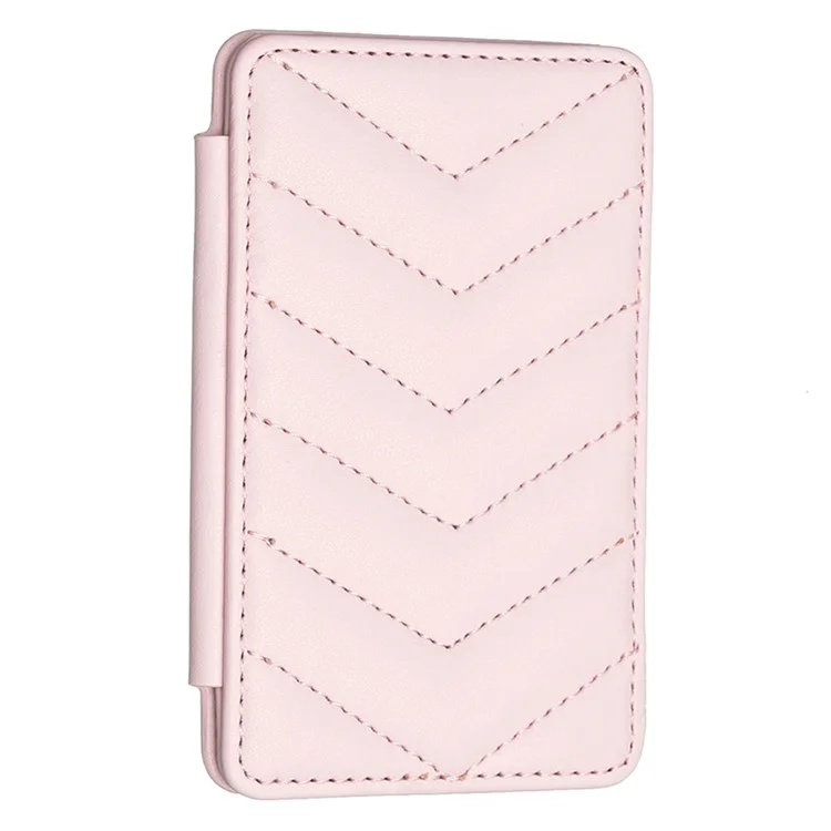 BFK02 Phone Card Holder Leather ID Case Sticker 3D Wave Pattern Pocket Pouch for Phone Case - Pink