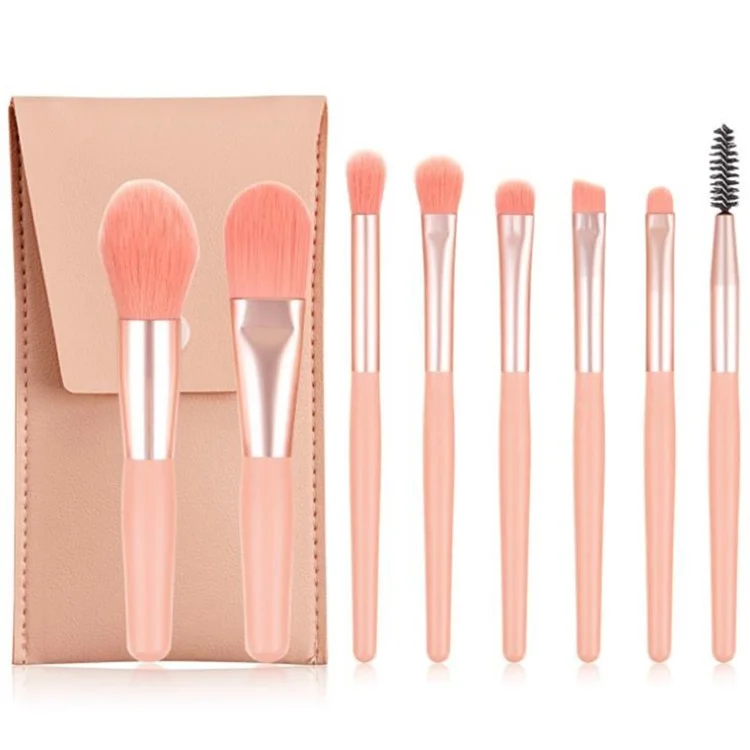 Juego de 8 piezas de brochas de maquillaje, polvos de maquillaje, correctores, sombras de ojos, coloretes y pinceles cosméticos con bolsa de almacenaje - Rosa