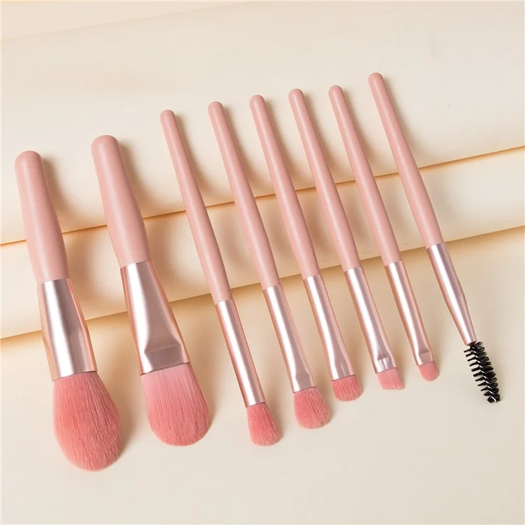 Juego de 8 piezas de brochas de maquillaje, polvos de maquillaje, correctores, sombras de ojos, coloretes y pinceles cosméticos con bolsa de almacenaje - Rosa