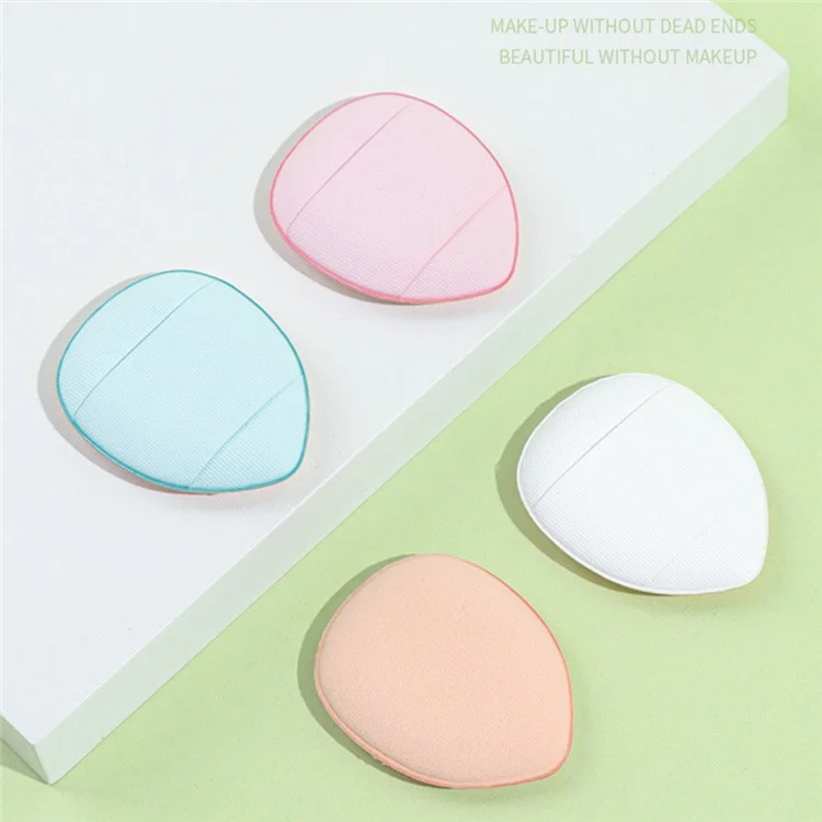 Mini Puff de Maquillage en Cuir PU Souple + Coussin Éponge de Beauté Pied Supporte l'Utilisation à Sec et Humide - Couleur Aléatoire