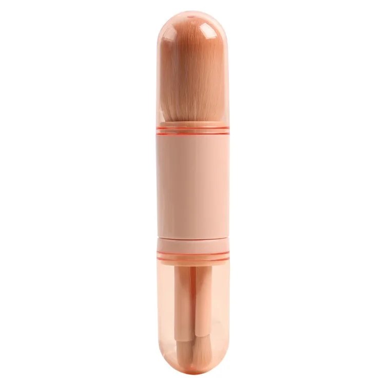 Juego de brochas de maquillaje telescópicas 4 en 1 Portátil Viaje Cosméticos Juego de brochas Sombra de ojos Polvo suelto Herramienta de belleza - Rosa