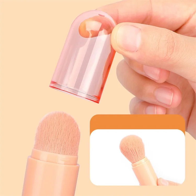 Juego de brochas de maquillaje telescópicas 4 en 1 Portátil Viaje Cosméticos Juego de brochas Sombra de ojos Polvo suelto Herramienta de belleza - Rosa