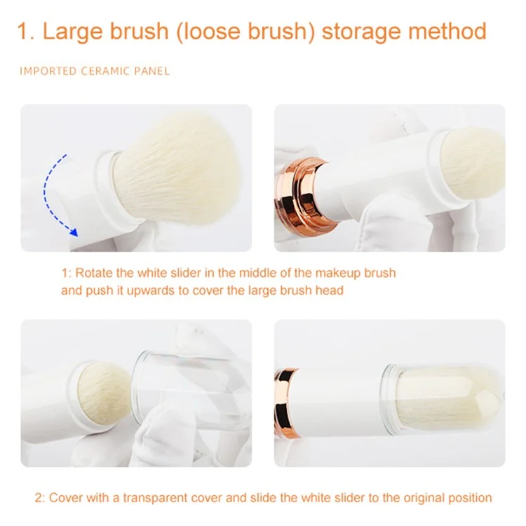 Juego de brochas de maquillaje telescópicas 4 en 1 Portátil Viaje Cosméticos Juego de brochas Sombra de ojos Polvo suelto Herramienta de belleza - Rosa