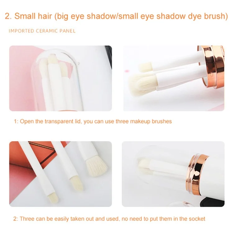 Juego de brochas de maquillaje telescópicas 4 en 1 Portátil Viaje Cosméticos Juego de brochas Sombra de ojos Polvo suelto Herramienta de belleza - Rosa