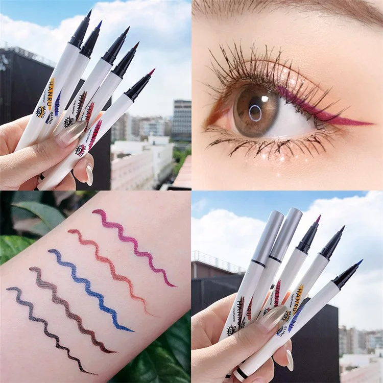 Wasserfester farbiger Eyeliner für Frauen, Flüssiger Eyeliner-Stift, schnelltrocknend, Make-up für die Augen - Rotbraun