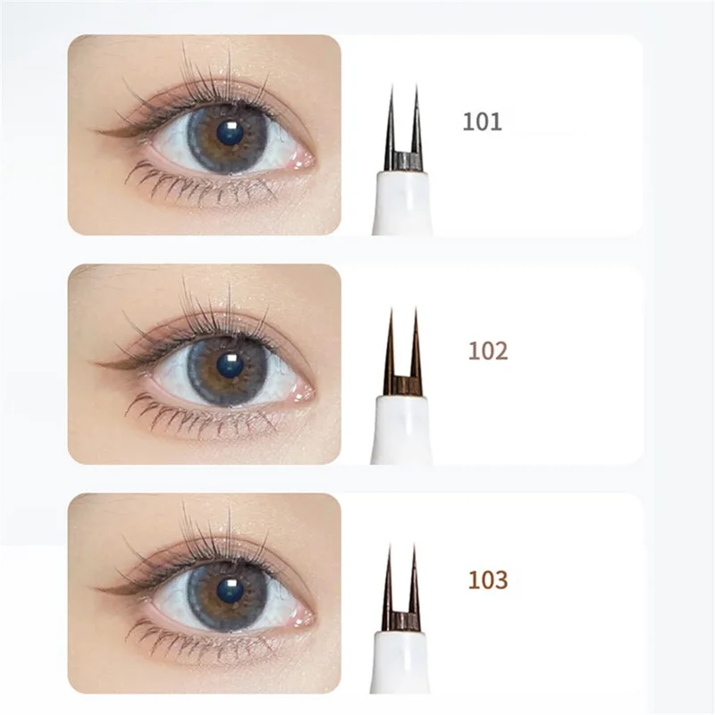 KAXIER Double Tip Lower Eyelash Pencil Waterproof Dual Pronged Bottom Eyelashes Pen Slim Liquid Eyeliner for Eye Makeup - Grey Black