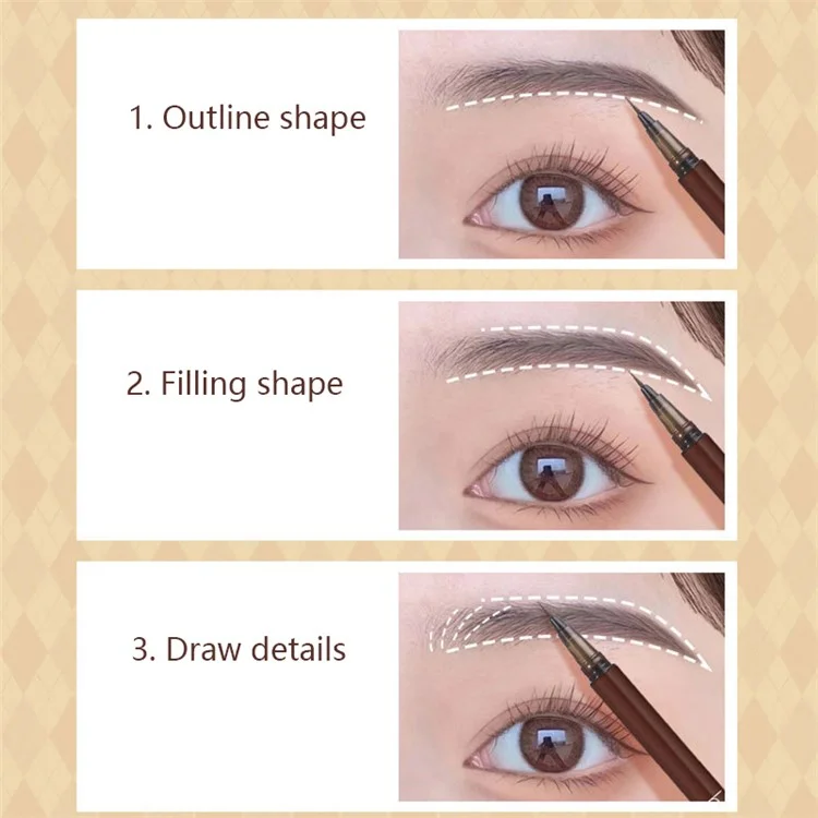 Lápis de Sobrancelha Impermeável BIYA Eye Makeup Eyebrow Pencil Cria Sobrancelhas de Aparência Natural Ferramenta de Maquiagem - Cinza