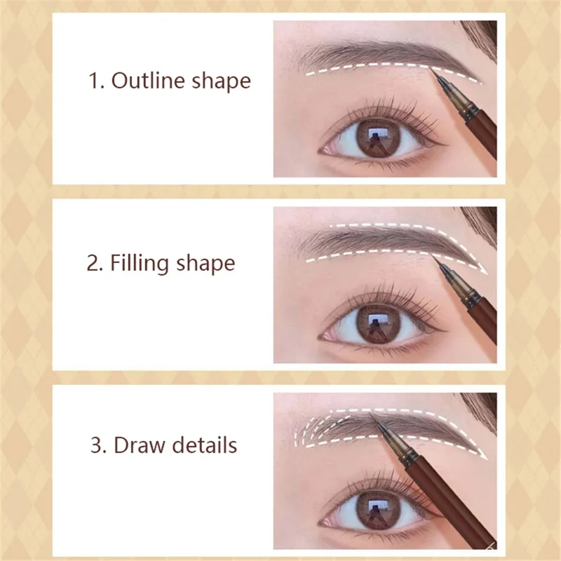 BIYA Eyebrow Pen Waterproof Eye Makeup Eyebrow Pencil Creates Natural-Looking Brows Makeup Tool - Brown