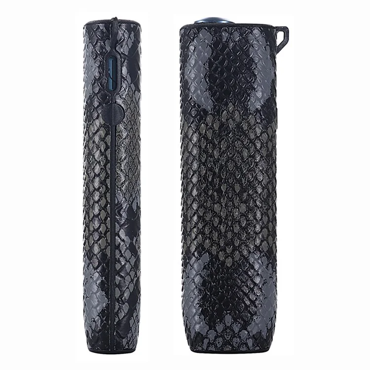 Capa Protetora de Couro Revestida de TPU para o IQOS ILUMA One - Efeito de Pele de Cobra / Cinza Escuro