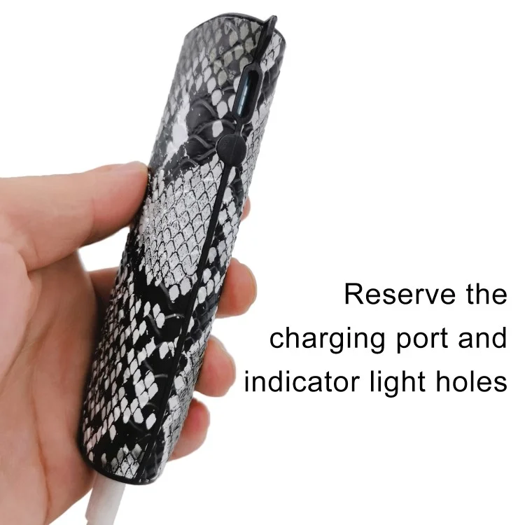 Capa Protetora de Couro Revestida de TPU para o IQOS ILUMA One - Efeito de Pele de Cobra / Cinza Escuro