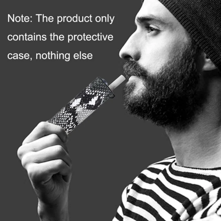 Capa Protetora de Couro Revestida de TPU para o IQOS ILUMA One - Efeito de Pele de Cobra / Cinza Escuro