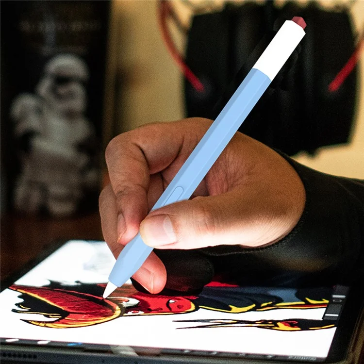 LOVE MEI Classic Style Retro Pencil Case Soft Silicone Sleeve for Xiaomi Inspiration Stylus (2nd) Non-Slip Pen Grip Holder with 2Pcs Caps - Black
