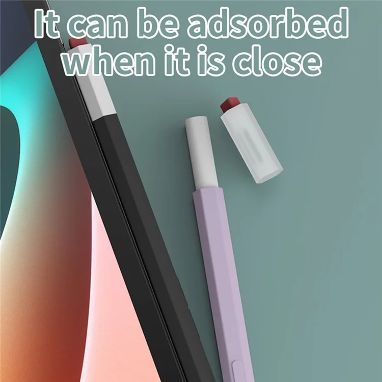 LOVE MEI Classic Style Retro Pencil Case Soft Silicone Sleeve for Xiaomi Inspiration Stylus (2nd) Non-Slip Pen Grip Holder with 2Pcs Caps - Black